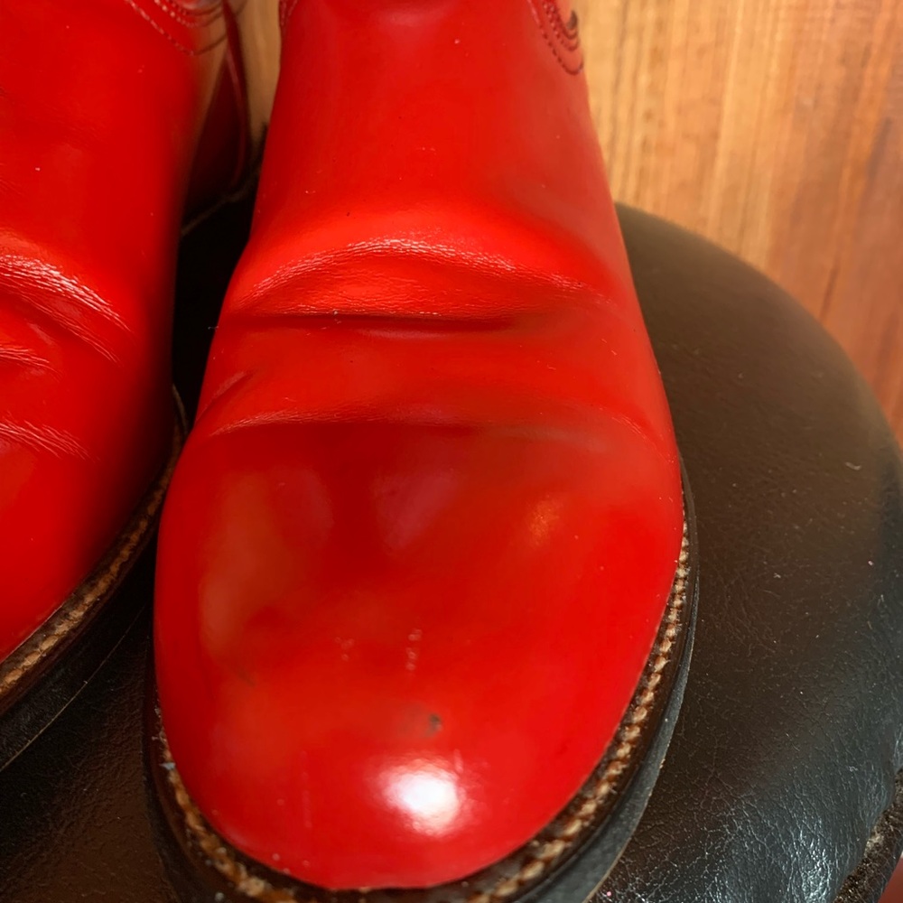 Vintage Justin Roper Red Leather Classic Boots Women’s Size 9B - Picture 6 of 14